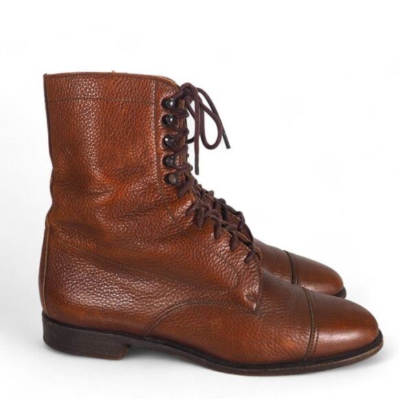 Ralph Lauren Lace-up Paddock Cap Toe Leather Boots Men's 7.5B Women's 9.5 - Picture 4 of 14